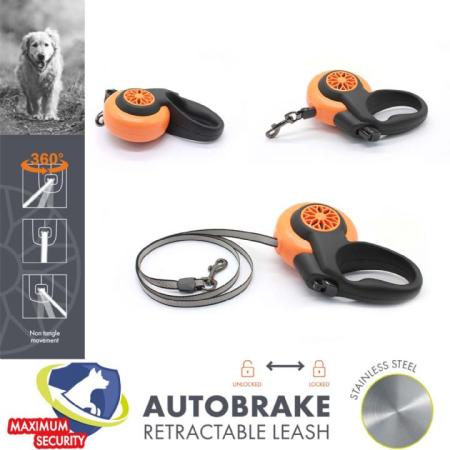 brsp 10829999 M-PETS AUTOBRAKE OTOMATİK GEZDİRME ŞERİT 5MT/ORANGE (S)