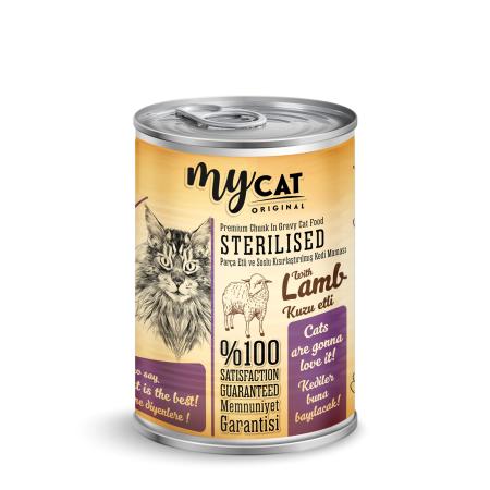 MYCAT KUZU PARÇA ETLİ KISIRLAŞTIRILMIŞ (STERİLİSED) KEDİ KONSERVERSİ (400GR)