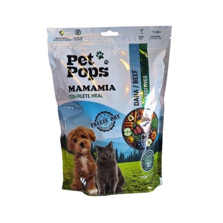 petpops complete meal freeze dry kurutulmuş dana etli kedi&köpek yemeği  300gr